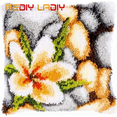 Latch Hook Cushion Kits Poppies Flowers Pillow Case Crochet Crafts Acrylic Yarn for Embroidery Sofa Bed Cushion Cover Home Decor