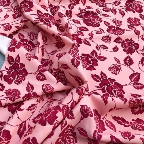 European and American Brand New Red Rose Women 's Clothing Suit Advanced Custom Digital Printing Fabric