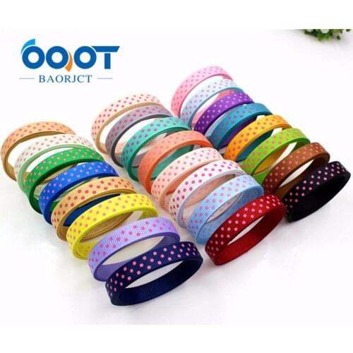 OOOT BAORICT 181171,10 mm 20 yards Solid color dots Ribbons Thermal transfer Printed grosgrain Wedding Accessories DIY material
