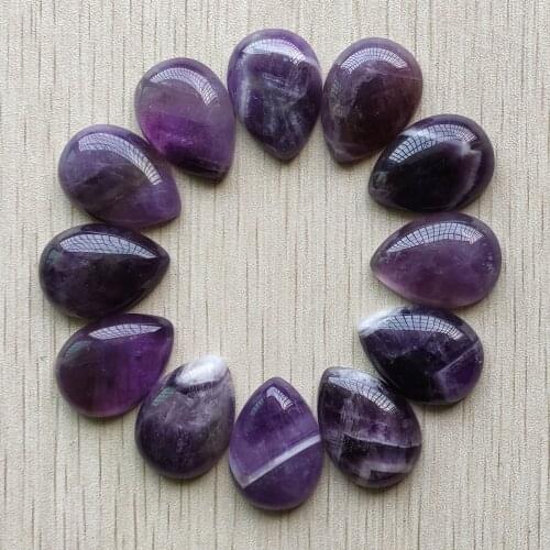 Wholesale 12pcs/lot 25x18mm fashion natural amethysts stone CAB CABOCHON teardrop beads for jewellery making free shipping