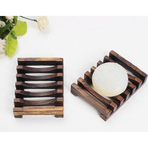 Natural Wooden Bamboo Soap Dishes Storage Soap Rack Portable Durable Tray Holder Home Plate Bathroom Wash Soap Holder Organizer