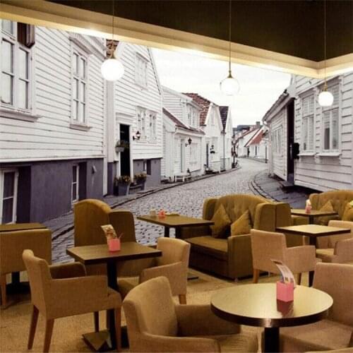 Custom 3D Photo Wallpaper White House Large Wall Painting Mural European Street Scenery 3D Embossed Wallpaper Living Room Sofa