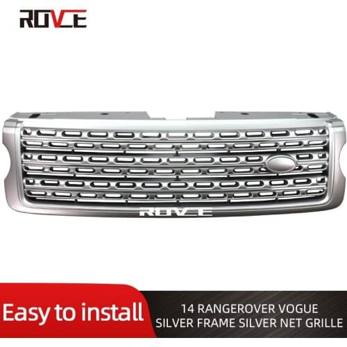 ROVCE Front Bumper ABS Grille For Land Rover Range Rover Vogue 2013 2014 2015 2016 2017 L405 LR055881 Silver High Quality