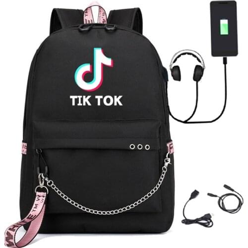 Tik Tok School Bag Usb Charging Backpack For Teenage Women Capacity Waterproof Student Rucksack Casual Travel Laptop Bag Sac