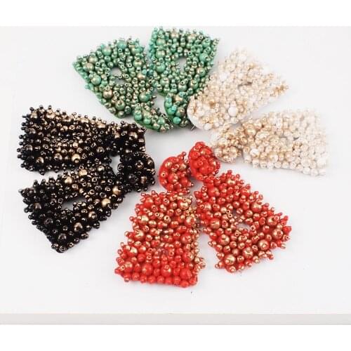 MANILAI Handmade Beads Drop Earrings For Women Bohemian Jewelry Dangle Earrings Statement Big Bead Pendant Wedding