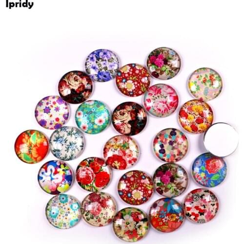 Ipridy Printed Glass Dome Cabochons Mixed Color Half Round c Tile for Photo Pendant Jewelry Making