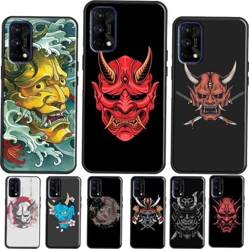 Japanese Samurai Oni Mask Cover For OnePlus 9 Pro 7 8 Nord 9R 7T 8T Phone Case For Realme 6 7 8 Pro Q3 GT Neo C3 C21