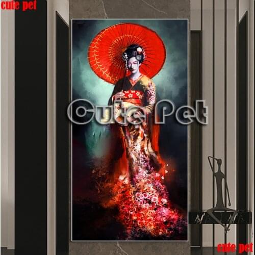 5D cross stitches Japanese kimono woman full drill diamond painting Character Embroidery Geisha Home Decor Diamond Mosaic large
