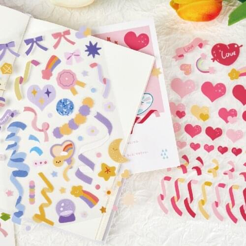 1 Sheets Kawaii Colors Ribbon Stickers Cute Bear Decoration Scrapbooking Stationery School Supplies
