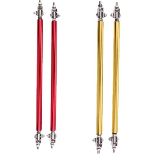 2 Pairs Universal Front Bumper Lip Splitter Brace Rod Support Bar (Red+Gold) - 20cm/7.87inch