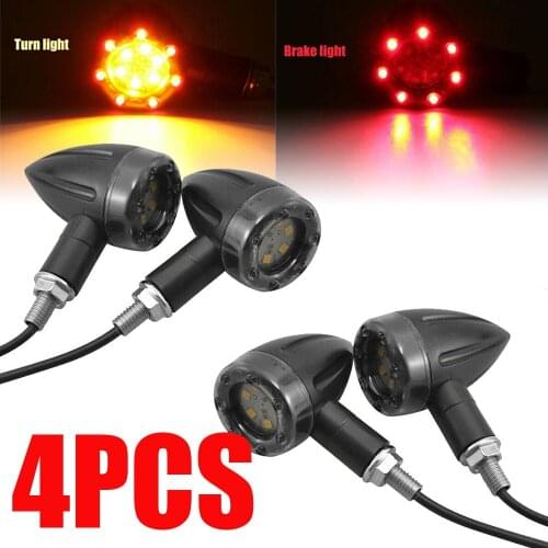 2Pcs Red Bullet Blinker Running Turn Signal Indicators Light LED Motorcycle Running Light Tail Light For Bobber Racer