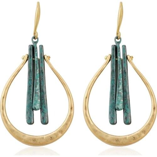 2020 New Statement Vintage Big Hollow Water Drop Earrings For Women Gold Color Geometric Dangle Earrings Simple Earring Jewelry