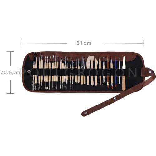 30 piece set 48 hole canvas bag multi functional wooden ceramic tool carving clay knife art tool set