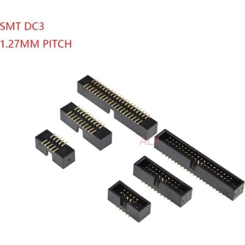 5pcs SMT 10/20/30/40 PIN 1.27MM pitch MALE SOCKET straight idc box headers PCB CONNECTOR DOUBLE ROW SMD 10P/20P/40P DC3 HEADER