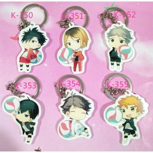 6pcs/set animation cartoon volleyball Haikyu!!Acrylic key chain hinata shoyo tobio daichi