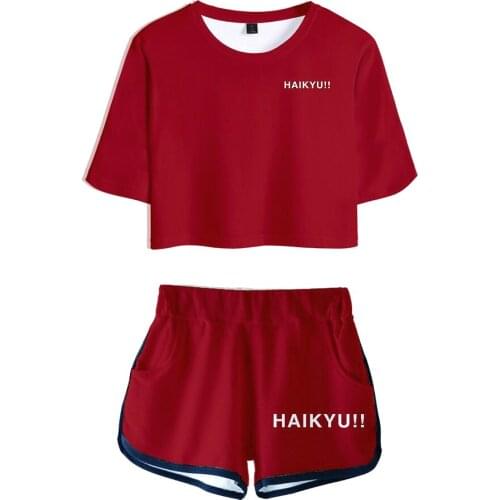 Anime Haikyuu!! Sexy Crop Top Shirt +shorts Cosplay Costume Uniform Sports Female Kuroo Tetsurou High School Volleyball Club