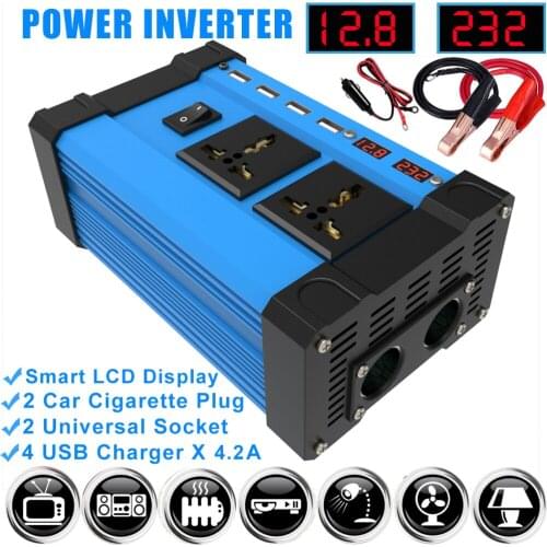 4000W Car Power Inverter 12V 220V 110V DC to AC Solar Inversor 12 V 220 V Auto Inverter Sine Wave Convertor Accessories