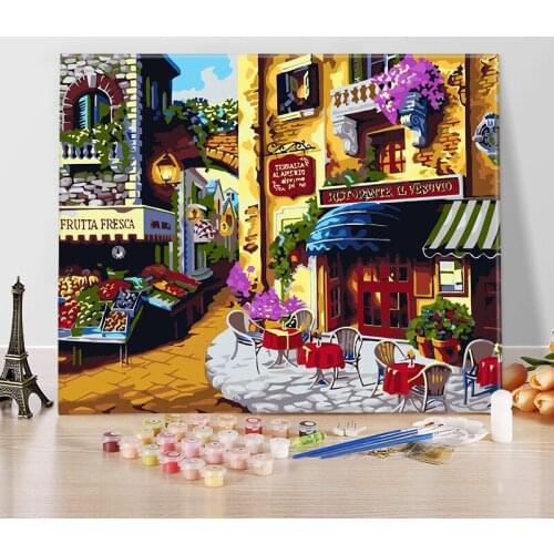 Bingbing Town Paint By Numbers Coloring Hand Painted Home Decor Kits Drawing Canvas DIY Oil Painting Pictures By Numbers