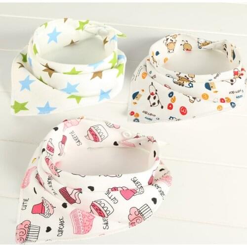 1Pcs Baby Burp Bibs Kids Toddler Cotton Soft Triangle Scarf Bib Newborn Infant Cartoon Feeding Saliva Towel D0249