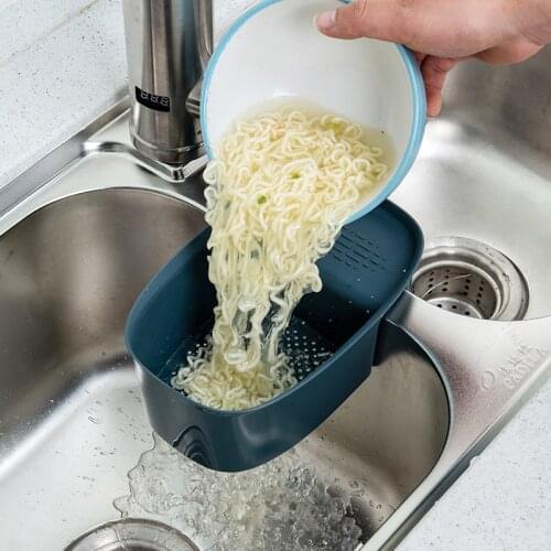 Multifunctional Sink Strainer Drain Fruit Vegetable Drainer Basket Suction Cup Sponge Rack Storage Kitchen Tools Sink Filter