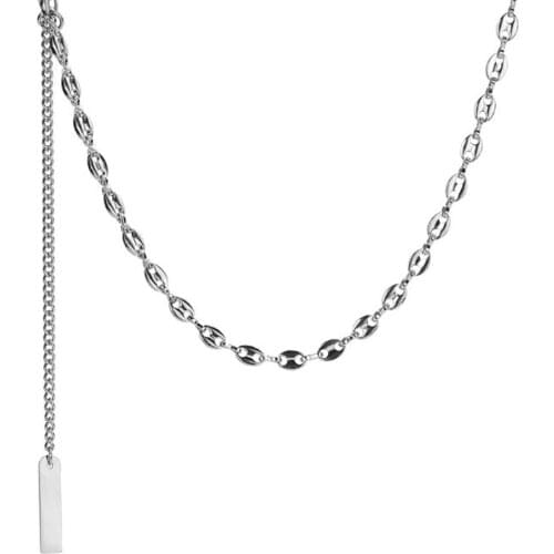 Stainless Steel Fashion Women Bead Chain Delicate Pendant Necklace Jewelry Gift For Him