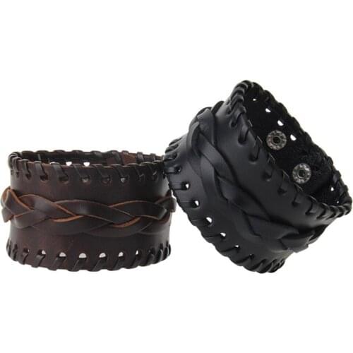 Mens Womens Wide Leather Belt Bracelet Cuff Wristband Steampunk Bangle