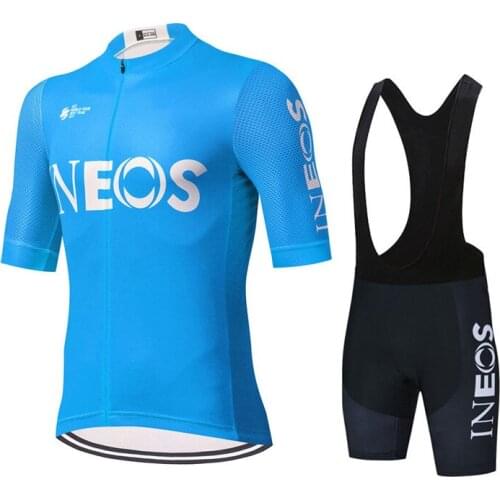2021 New Ineos Team Men Lattice Cycling Jersey Gradual Color Triangle Sports Uniform Short Sleeve Riding Clothing Bicycle Suit