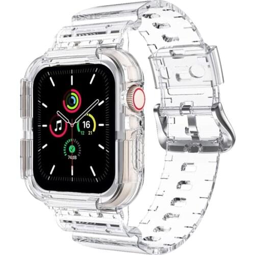 New Case+Strap For Apple Watch Band 40mm 44mm Accessories Plastic Transparent Wristband iWatch Series 6 5 SE 3 2 1 42mm 38mm