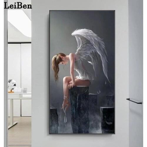 Anime Angel Wings Poster Black and White Canvas Print Nordic Wall Art Picture for Living Room Home Decoration Interior Paintings