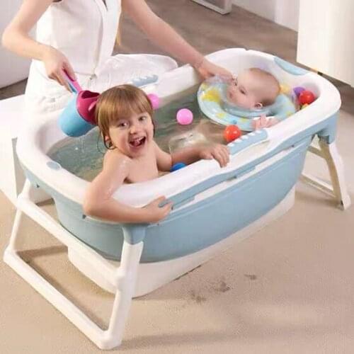 Plastic Baby Bath Tub Foldable Bath Swimming Pool Children Bath Bucket Folding Bath Bucket Large Bathtub Neonatal Swimmer