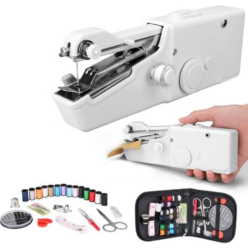 Portable Mini Hand Sewing Machine DIY Household Quick Stitch Sew Needlework Cordless Clothes Fabrics Electronic Sewing Machine