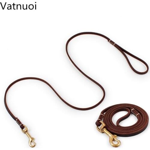 New Brand Top quality Genuine leather large dog leash big dogs Copper hook outdoor training leads supplies pet products