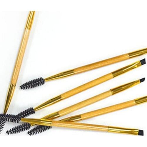 Hot Makeup eyebrow brush tools bamboo handle double + eyebrow comb and makeup brush for eyes makeup tools
