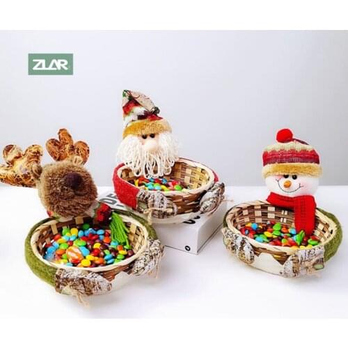 ZLAR Christmas Basket Fruits Candy Home Decor Storage Basket Home Organizer Christmas Decoration New Year Bamboo Eco-Friendly