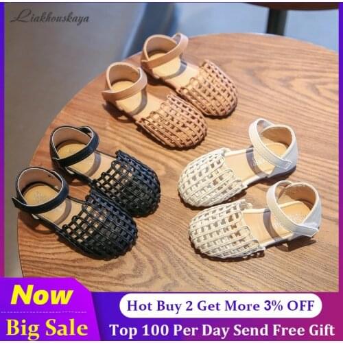 2021 Toddler Girl Shoes For Girls Leather Sandals For Children Beach Shoes Teen Girls Soft Non-Slip Casual Sling Back Flats