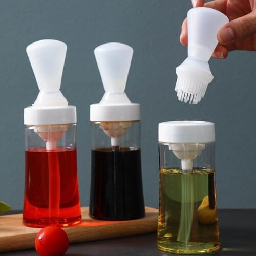 Silicone Oil Bottle with Brush Vinegar Bottle Sauce Container Spice Jar Liquid Oil Pastry Kitchen Baking Tools Kitchen Supplies