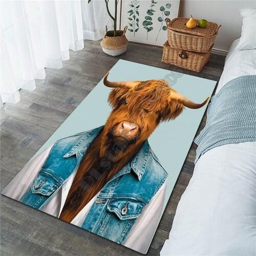 Funny Mr. Cattle Area Rug 3D All Over Printed Non-slip Mat Dining Room Living Room Soft Bedroom Carpet