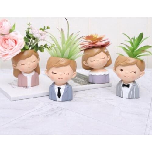 Resin Flower Pot Vase Plant Pot Desktop Flower Arrangement Container Bonsai Succulent Pot Home Garden Office Decor Ornaments