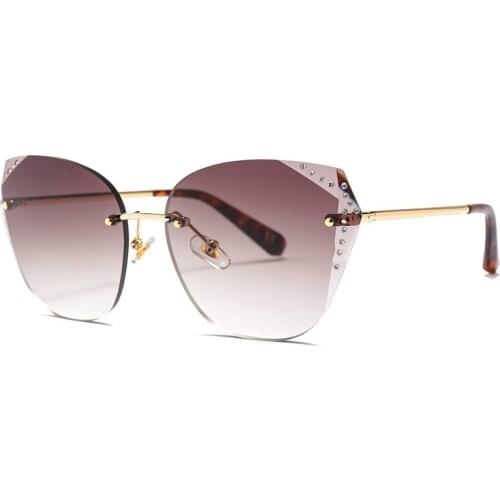 Luxury Diamond Cutting Rimless Sunglasses Women Gafas Stone Sun Glasses for Men Outdoor Eyewear Oculos Shades 23071DF