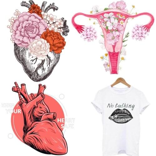Human Heart Organ Thermo-stickers For Clothes Lips Stickers Applique Patches On Clothes Fashion Flower Dress Garment Accessories