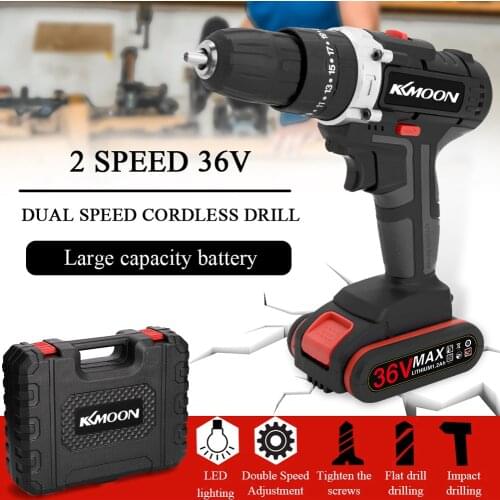36V Impact Electric Cordless Drill High-power Lithium Battery Wireless Rechargeable Hand Drills Brush Motor Home DIY Power Tools