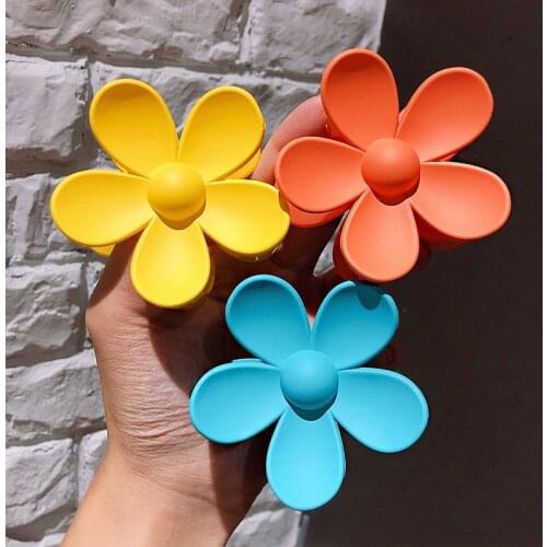 Big Flower Plastic Hair Claws Candy Colors Hair Holder Girls Sweet Clip Women Vintage Hairpin Headband Fashion Hair Accessories