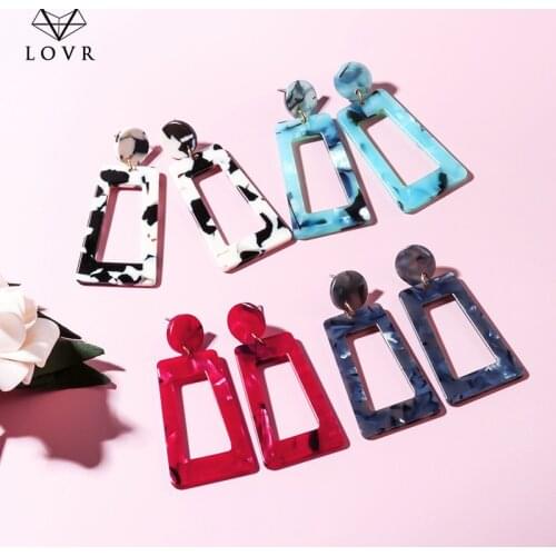 LOVR New Korean Acrylic Drop Earrings 2020 for Women Fashion Vintage Statement Big Long Leopard Camouflage Earring Jewelry