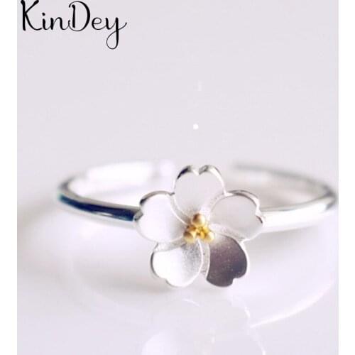 Bohemian Vintage Big Cheery Flower Ring For Women Antique Silver Color Knuckle Rings Boho Jewelry Anillos
