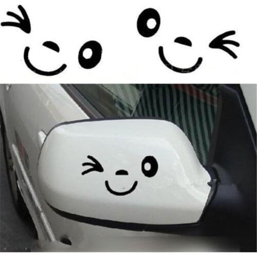 1PC Reflective Cute Smile Car Sticker Rearview Mirror Sticker Car Styling Cartoon Smiling Eye Face Sticker Decal For All Cars