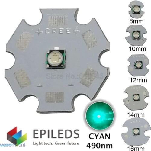 10pcs 3W Epileds 3535 490nm - 495nm Cyan Color High Power LED Light Emitter Diode 8mm 10mm 12mm 14mm 16mm 20mm Aluminum PCB