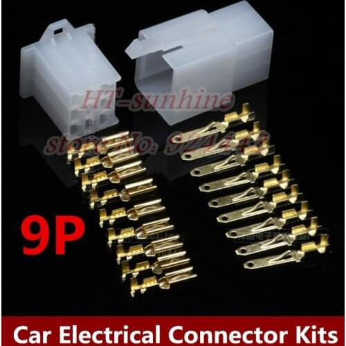 20Sets 2.8mm connector 9P 9 pin Electrical 2.8 Connector Kits Male Female socket plug for Motorcycle Motorbike Car
