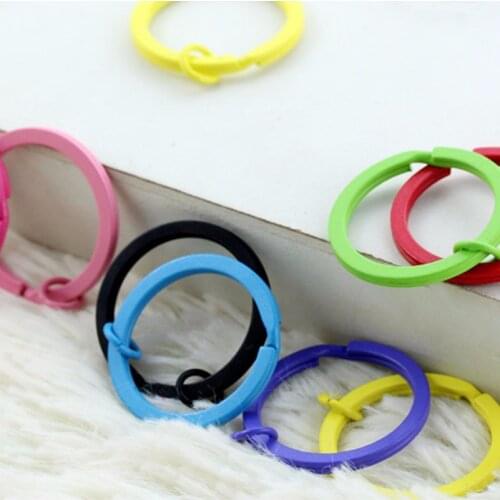 Tanduzi 20PCS Metal DIY Accessories Color Painted Key Ring Split Metal Fluorescent Candy Keychain Key Chains 30MM Decoden