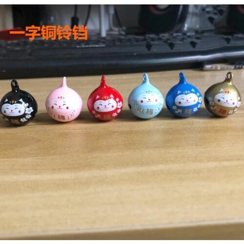 5pcs Lucky cat DIY handmade Maneki Neko Sakuran Fortune bells copper bells DIY Charms