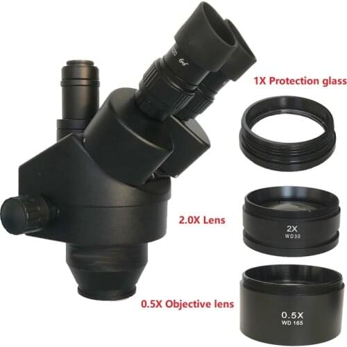 7X-45X Simul-Focal Trinocular Zoom Stereo Microscope Head +WF10X/20 0.5X 2.0X 1X CTV1/2 adapter objective lens eyepiece